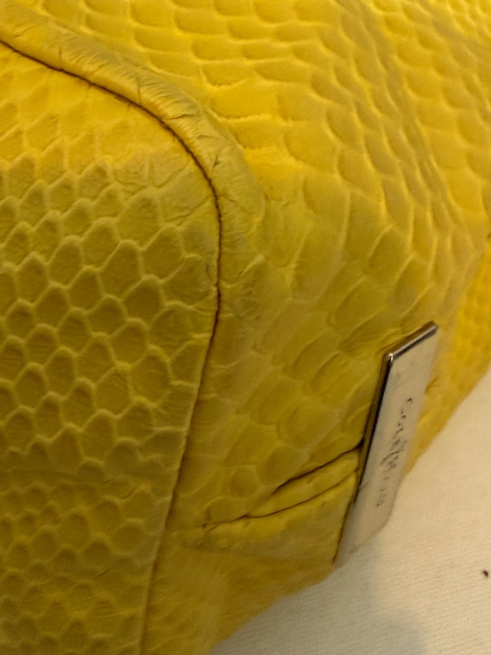 Cole Haan Casey Drawstring Hobo Shoulder Bag Sunflower Yellow Leather - Picture 11 of 16